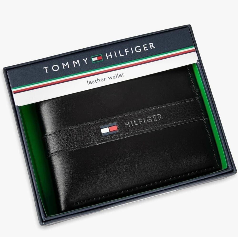 Tommy Hilfiger Men's Leather Orson RFID Bifold Wallet Removable Passcase NEW